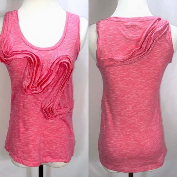 Anthropologie Little Yellow Button Swirl Sleeveless Knit Top Tank T-Shirt - Picture 1 of 10